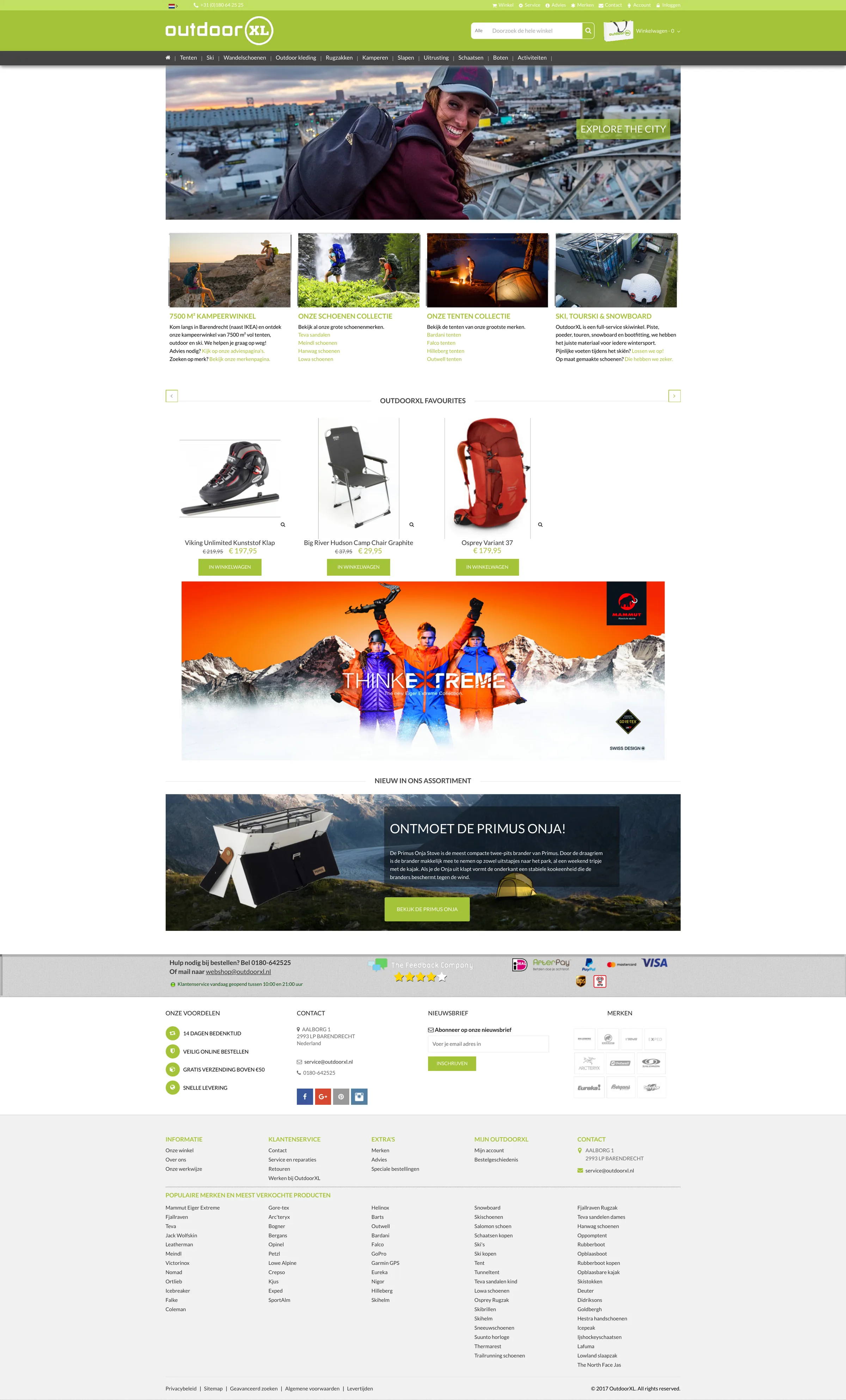 Homepage OutdoorXL toen ik begon